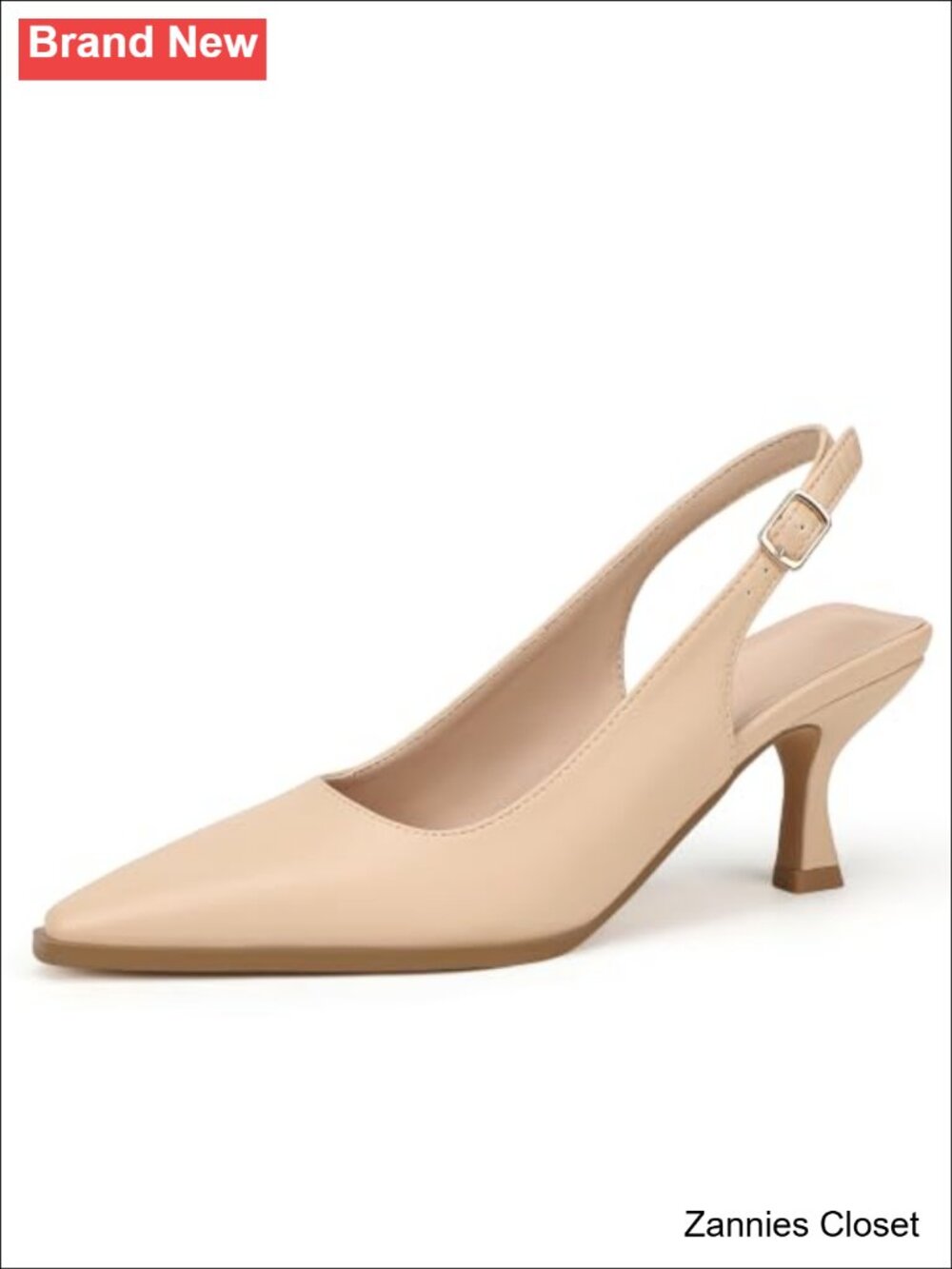 ✨ IDIFU Slingback Kitten Heels Pointed Toe Buckle Dress Pumps Wedding Party